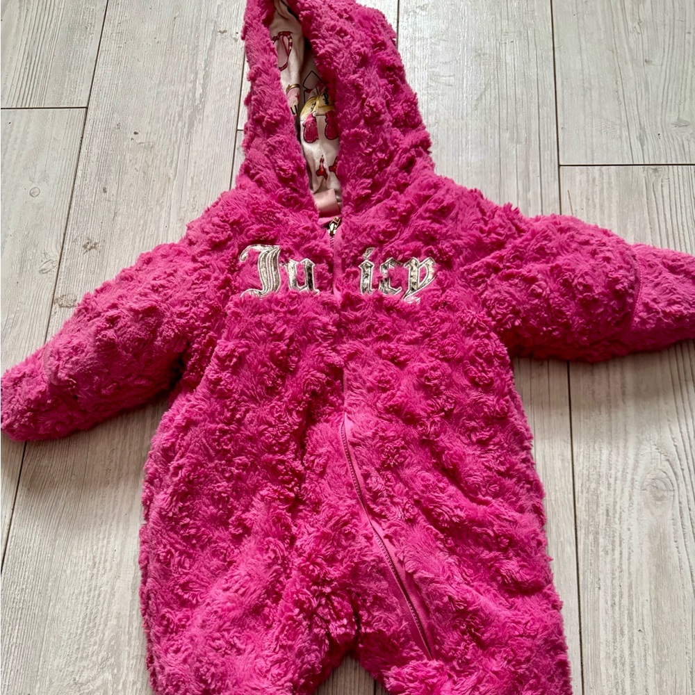 Juicy Couture Pink Plush Baby Snowsuit